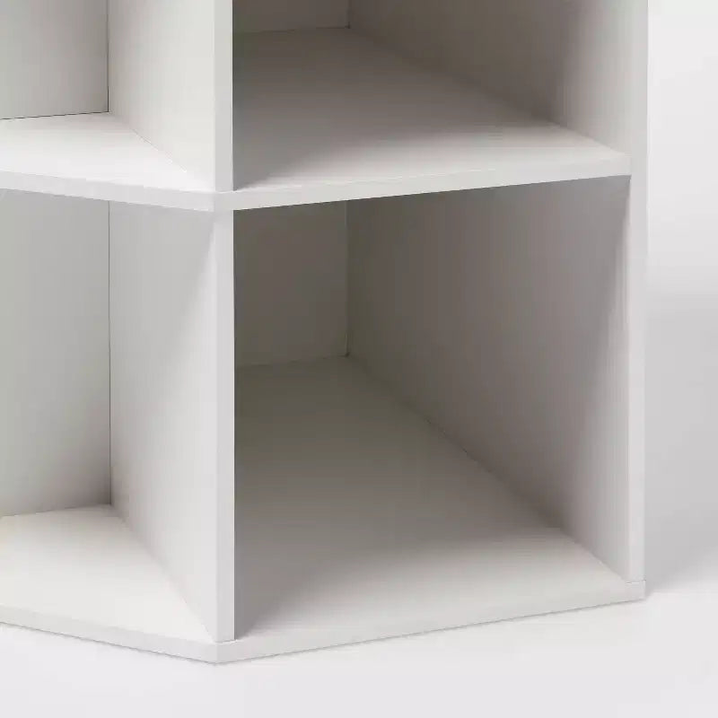 9-Cube Corner Bookshelf with Open Shelves - White