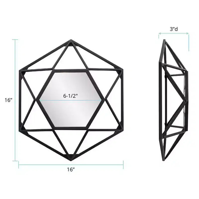 Howard Elliott 16"x16" Metal Framed 3D Geometric Wall Mirror Matte Black