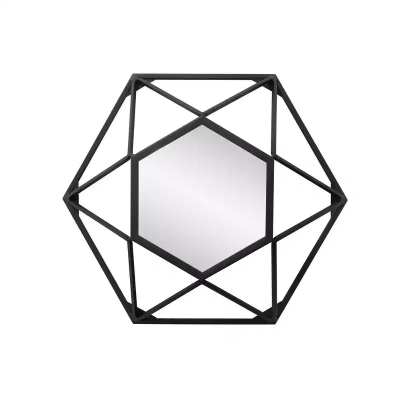 Howard Elliott 16"x16" Metal Framed 3D Geometric Wall Mirror Matte Black