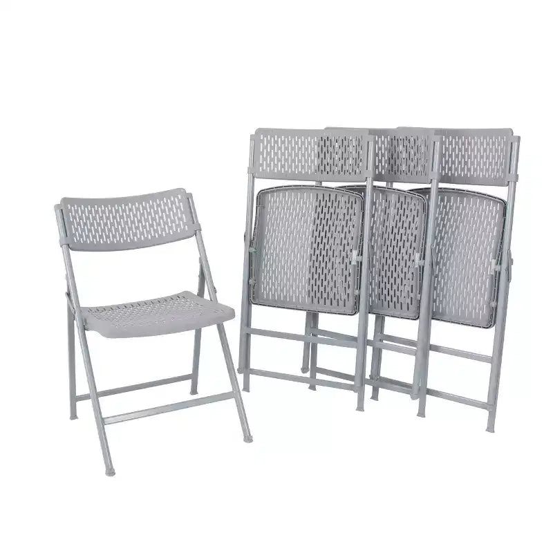 Hampden Furnishings 4pk Ava Collection Comfort Folding Chair Platinum