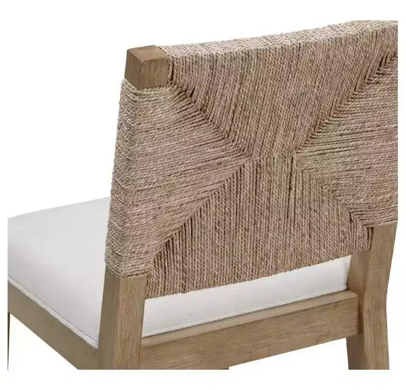 Set of 4 Counter Height Barstools with Seagrass Back & Boucle Seat - Cream