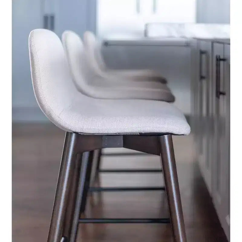 Counter Height Upholstered Barstool with Wood Frame - Beige