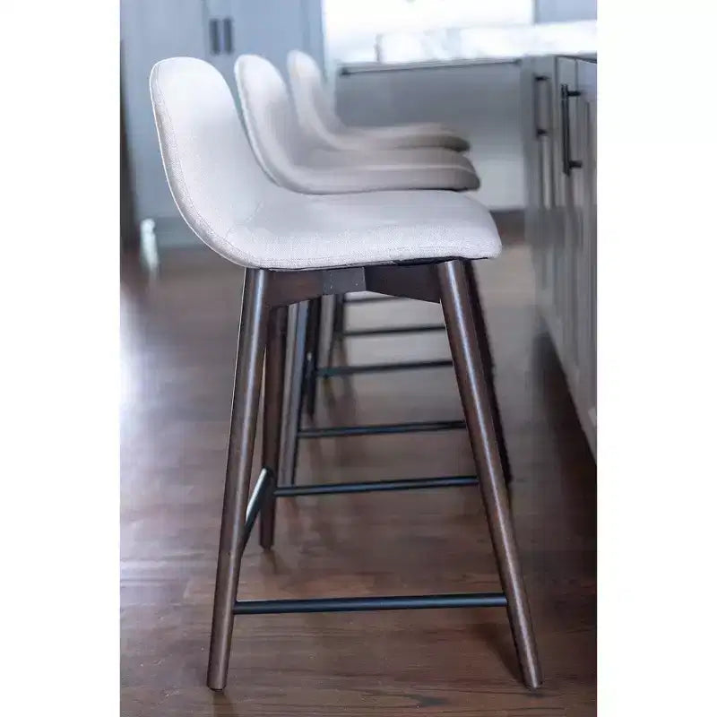 Counter Height Upholstered Barstool with Wood Frame - Beige