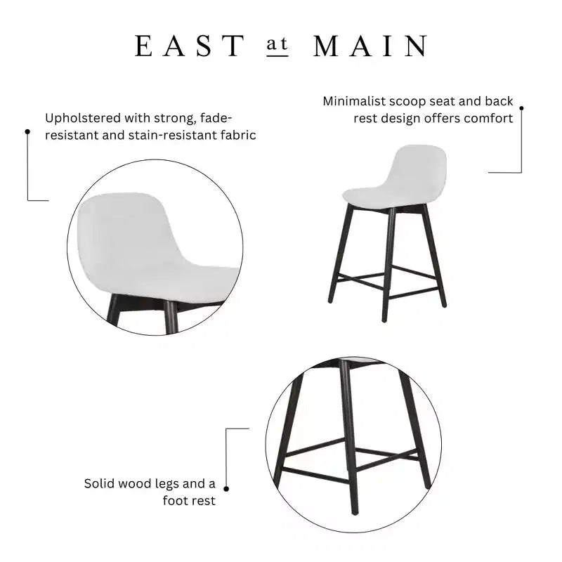 Counter Height Upholstered Barstool with Wood Frame - Beige