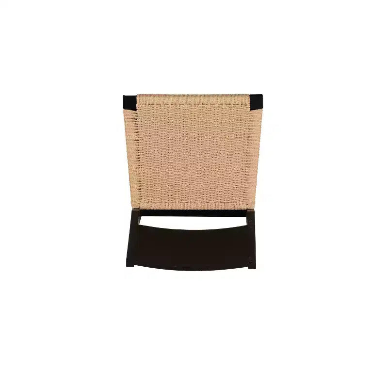 Set of 2 Mid-Century Counter Stools with Handwoven Rope Seat - Black