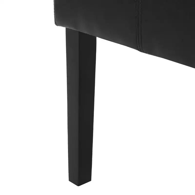 Set of 2 Faux Leather High Back Dining Chairs with T-Stitch - Black
