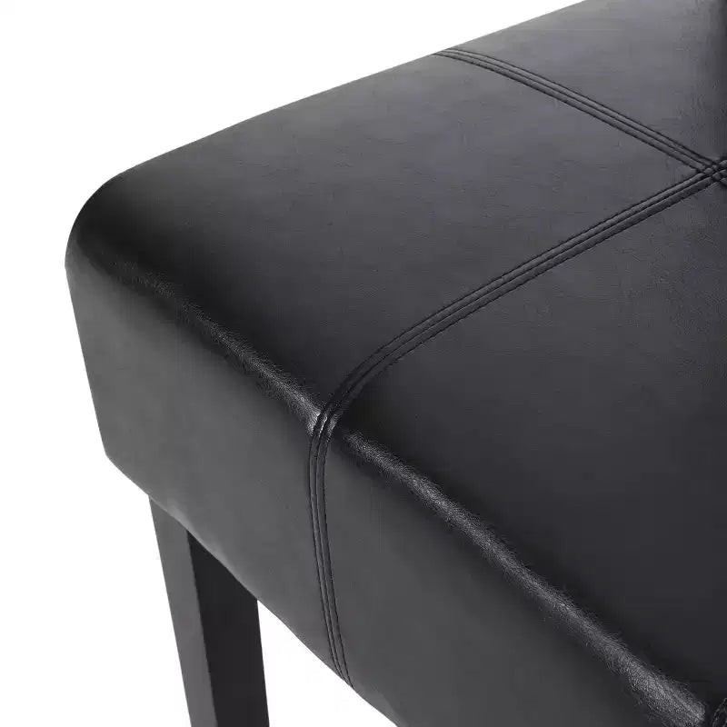 Set of 2 Faux Leather High Back Dining Chairs with T-Stitch - Black