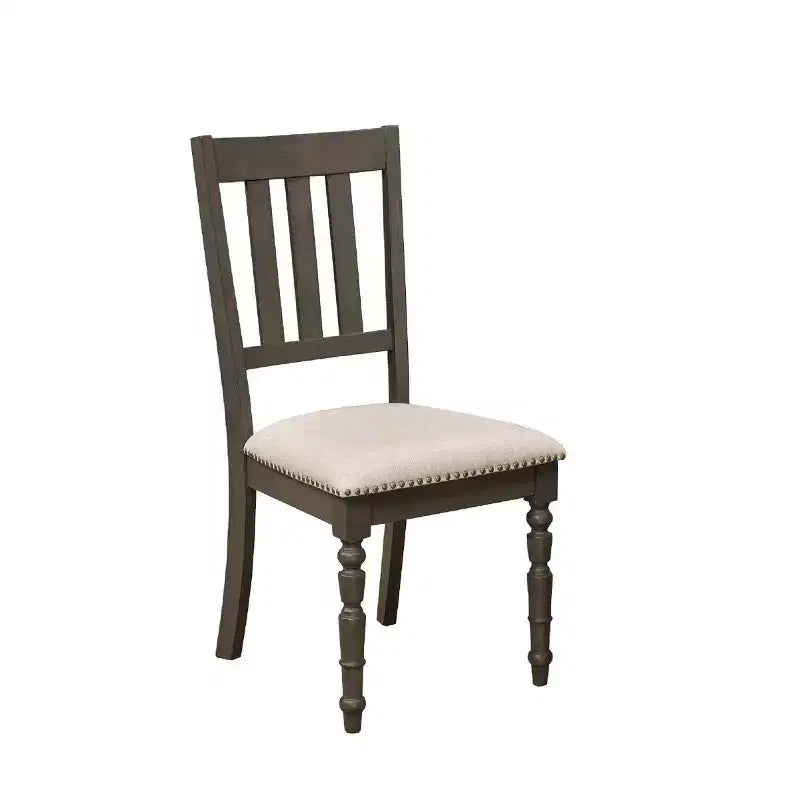 Set of 2 Upholstered Dining Chairs with Nail-Head Trim - Beige