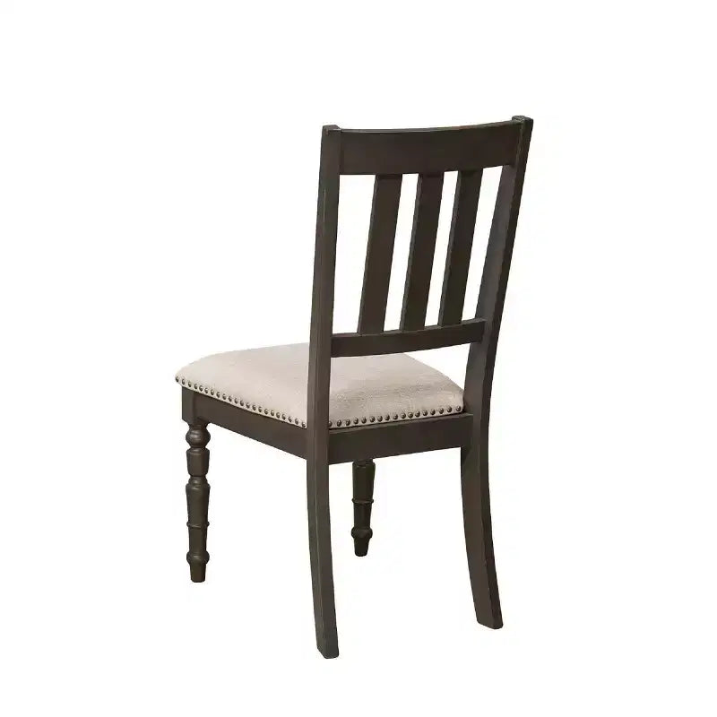 Set of 2 Upholstered Dining Chairs with Nail-Head Trim - Beige