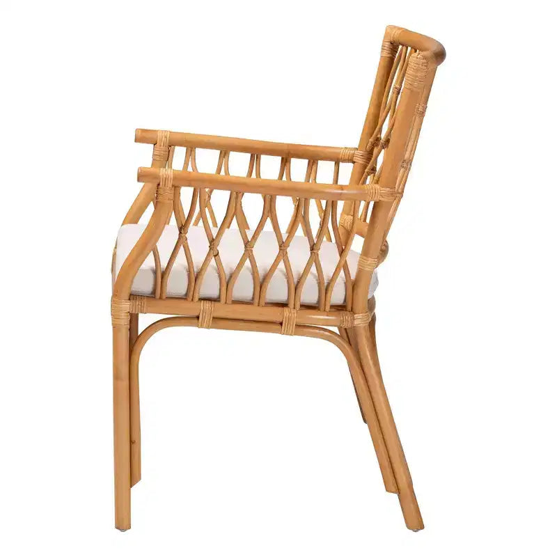 Natural Rattan Arm Chair with Removable Cushion - Light Honey