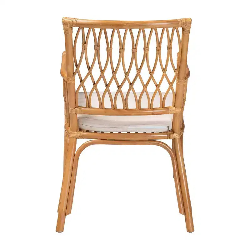 Natural Rattan Arm Chair with Removable Cushion - Light Honey
