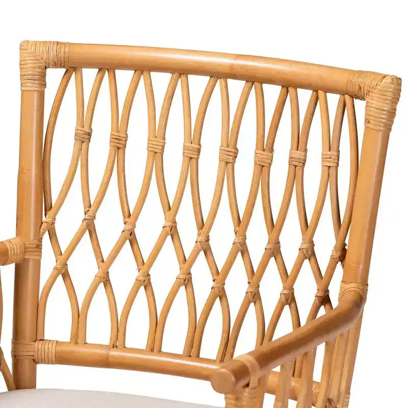 Natural Rattan Arm Chair with Removable Cushion - Light Honey