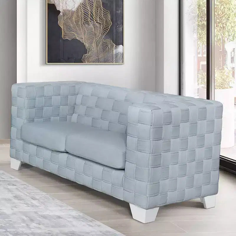 Acme Furniture 63" Saree Sofa Light Teal Chenille/White Finish