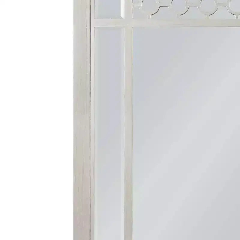 Dresser Mount Mirror with Silver Mirrored Frame & Geometric Trim