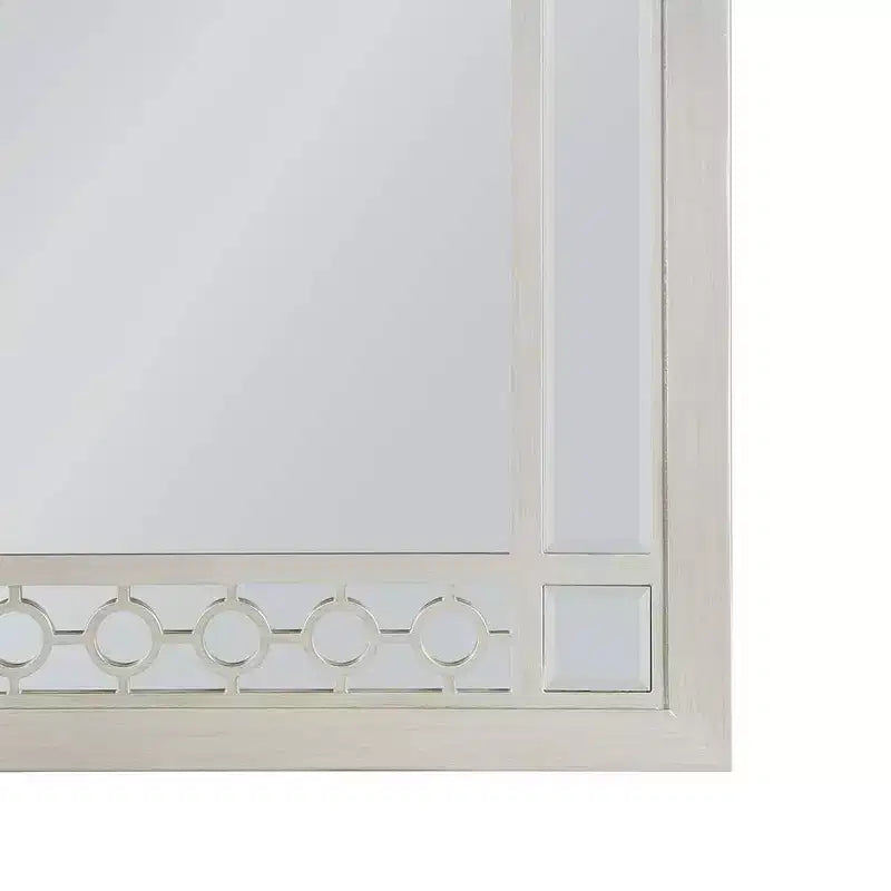 Dresser Mount Mirror with Silver Mirrored Frame & Geometric Trim