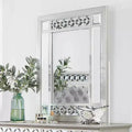 Dresser Mount Mirror with Silver Mirrored Frame & Geometric Trim