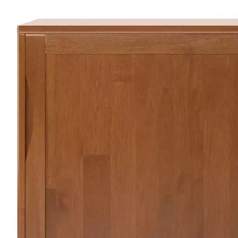 Medium Storage Cabinet with Sliding Doors, Shelves & Drawers - Teak Brown