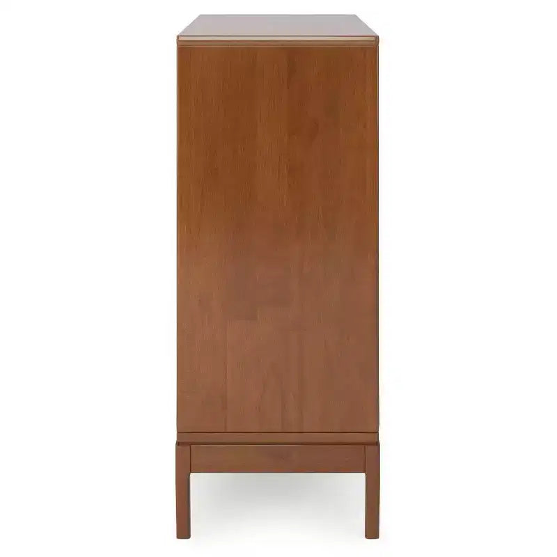 Medium Storage Cabinet with Sliding Doors, Shelves & Drawers - Teak Brown