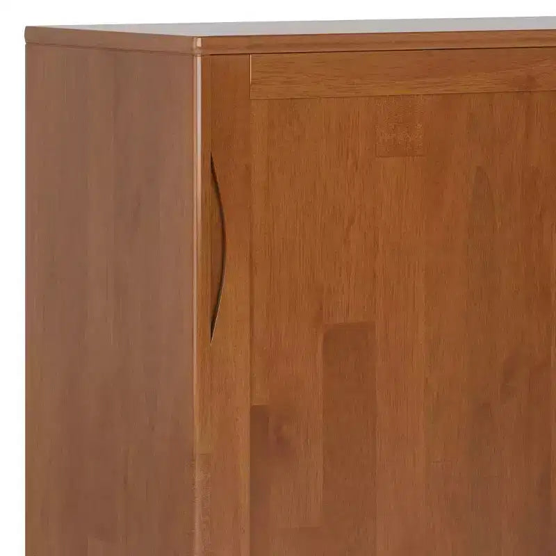 Medium Storage Cabinet with Sliding Doors, Shelves & Drawers - Teak Brown