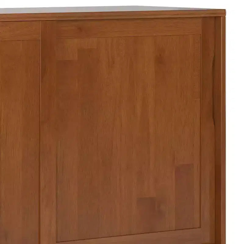 Medium Storage Cabinet with Sliding Doors, Shelves & Drawers - Teak Brown