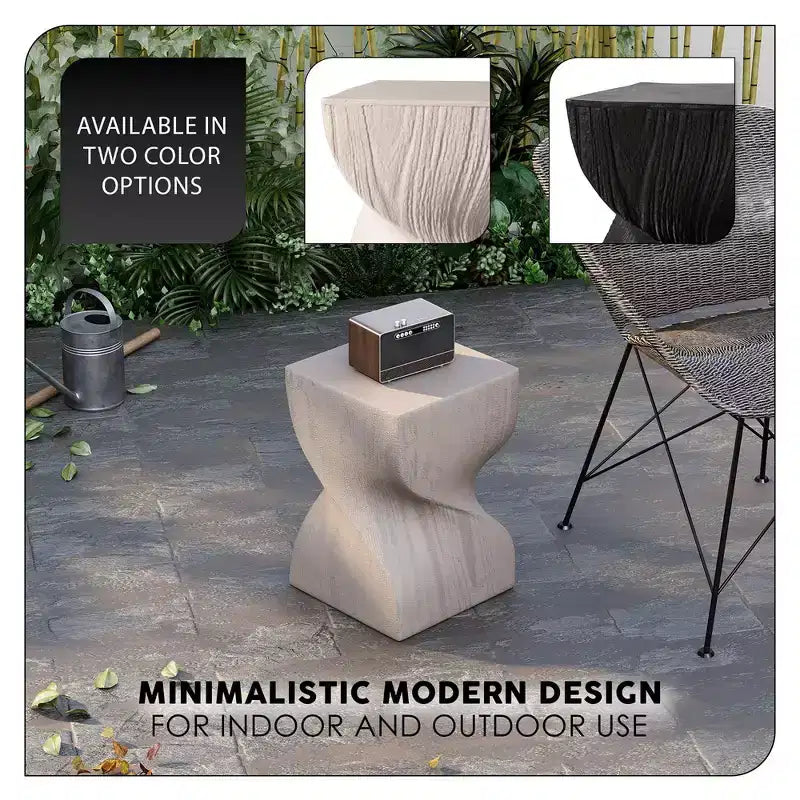 LeisureMod Onyx Series Square Side Table  Modern Fiberstone End Table, Fully Assembled Accent Table for Living Room, Bedroom, Office, Entryway Decor