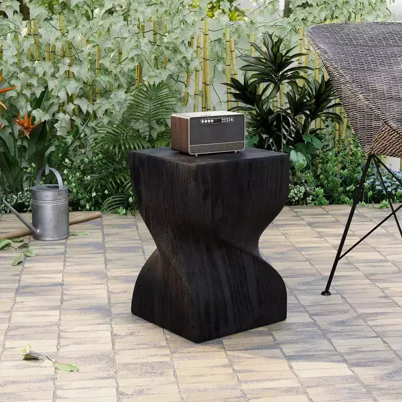 LeisureMod Onyx Series Square Side Table  Modern Fiberstone End Table, Fully Assembled Accent Table for Living Room, Bedroom, Office, Entryway Decor