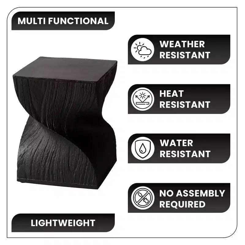 LeisureMod Onyx Series Square Side Table  Modern Fiberstone End Table, Fully Assembled Accent Table for Living Room, Bedroom, Office, Entryway Decor
