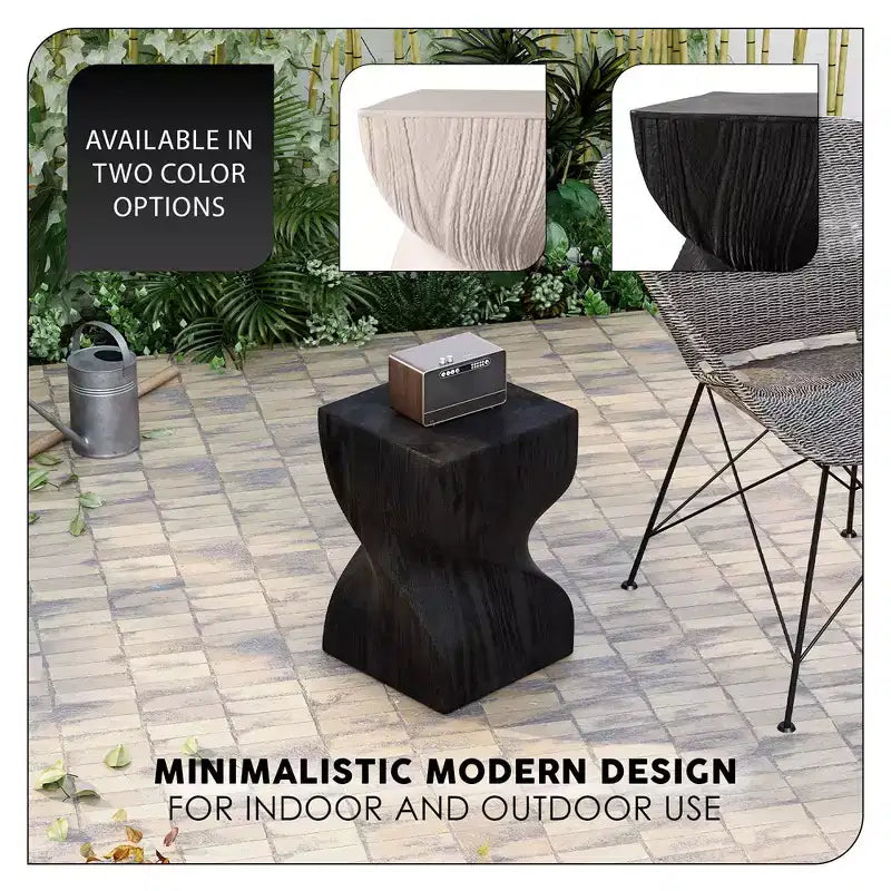LeisureMod Onyx Series Square Side Table  Modern Fiberstone End Table, Fully Assembled Accent Table for Living Room, Bedroom, Office, Entryway Decor