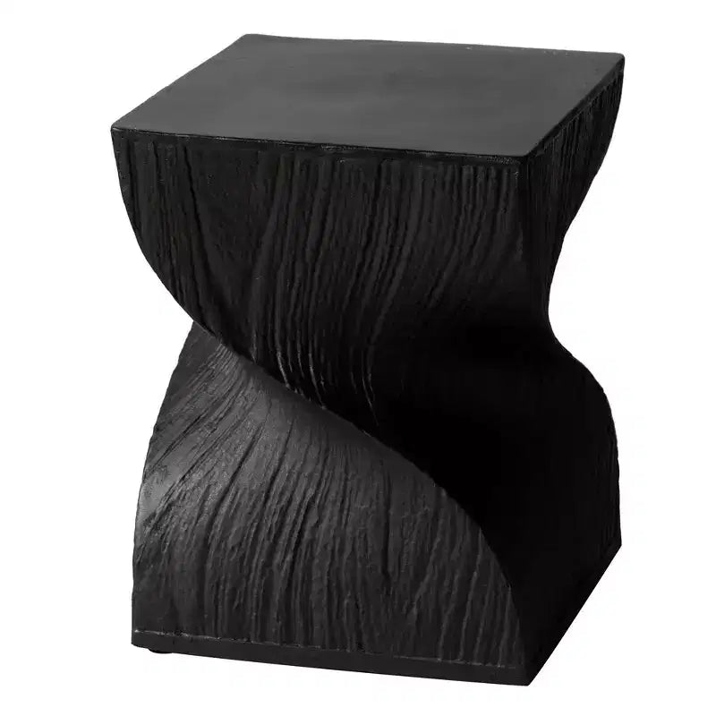 LeisureMod Onyx Series Square Side Table  Modern Fiberstone End Table, Fully Assembled Accent Table for Living Room, Bedroom, Office, Entryway Decor