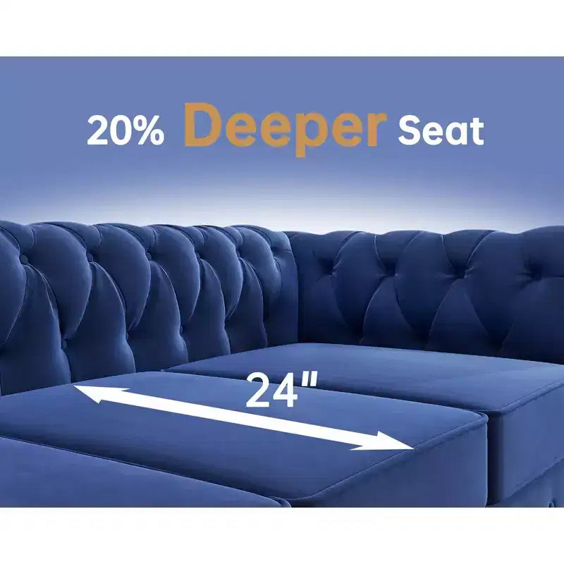 6 Seater 3pcs Linen Chesterfield Couches, Armchair Loveseat Sofa Set Tufted Couch for Living Room -Morden Fort