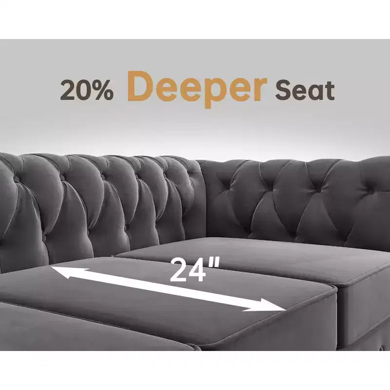 6 Seater 3pcs Linen Chesterfield Couches, Armchair Loveseat Sofa Set Tufted Couch for Living Room -Morden Fort