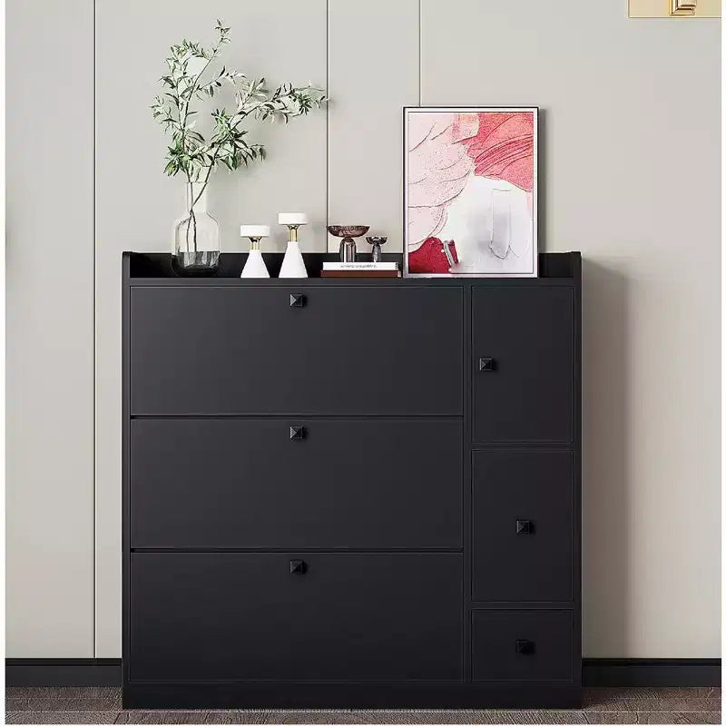 Shoe Cabinet with 3 Flip Drawers, Free Standing Shoe Organizer with Pull-down Seat, Hidden Shoe Storage Cabinet for Hallway Living Room