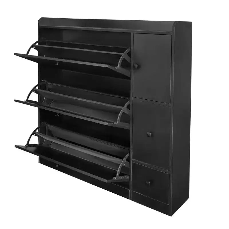 Shoe Cabinet with 3 Flip Drawers, Free Standing Shoe Organizer with Pull-down Seat, Hidden Shoe Storage Cabinet for Hallway Living Room