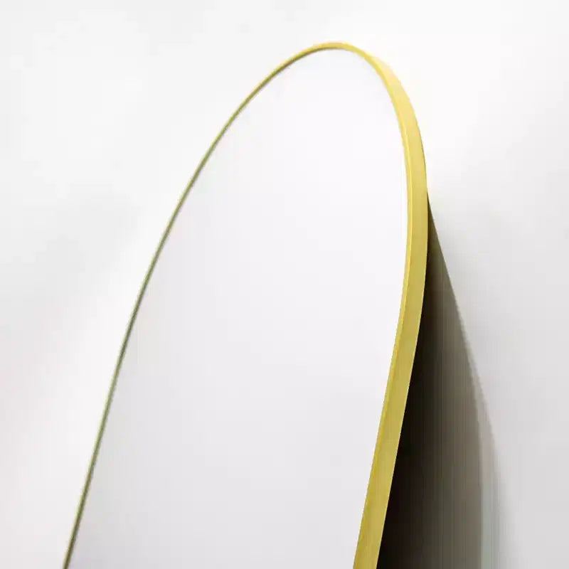 HOMLUX 16x48 Oval Pill Full Length Mirror Decorative Wall Hanging Mirror Bathroom Entryway,Black/Gold