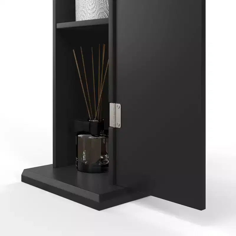 Meuble de rangement WC HOMCOM, Meuble d'angle de salle de bain avec portes et étagères, Organisateur de rangement fin pour papier toilette et shampoing