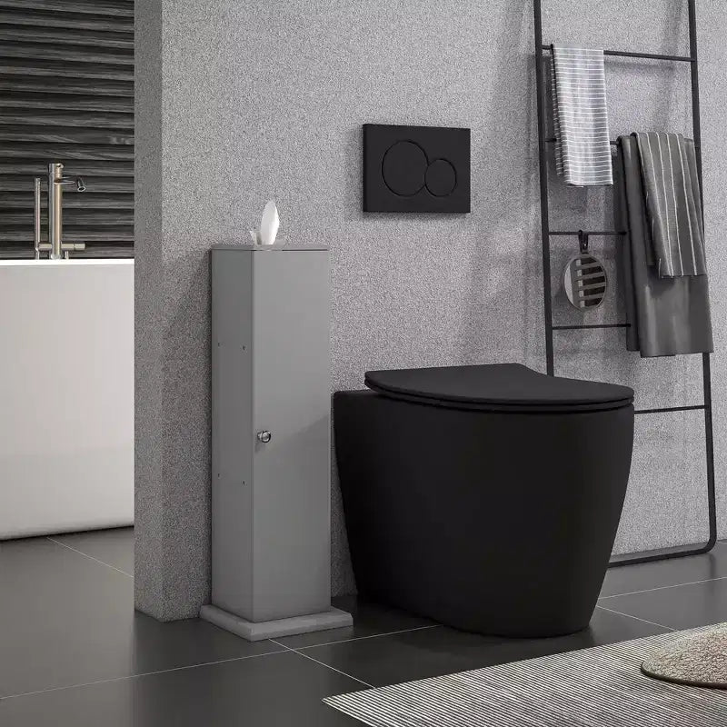 Meuble de rangement WC HOMCOM, Meuble d'angle de salle de bain avec portes et étagères, Organisateur de rangement fin pour papier toilette et shampoing