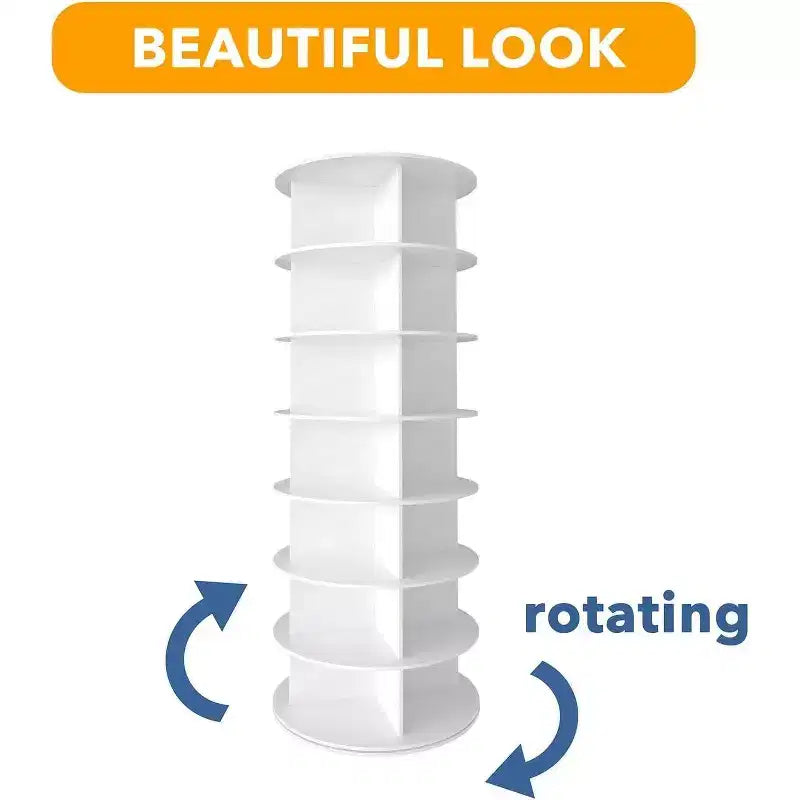 7-Tier Rotating Shoe Rack Tower with 360° Carousel - White