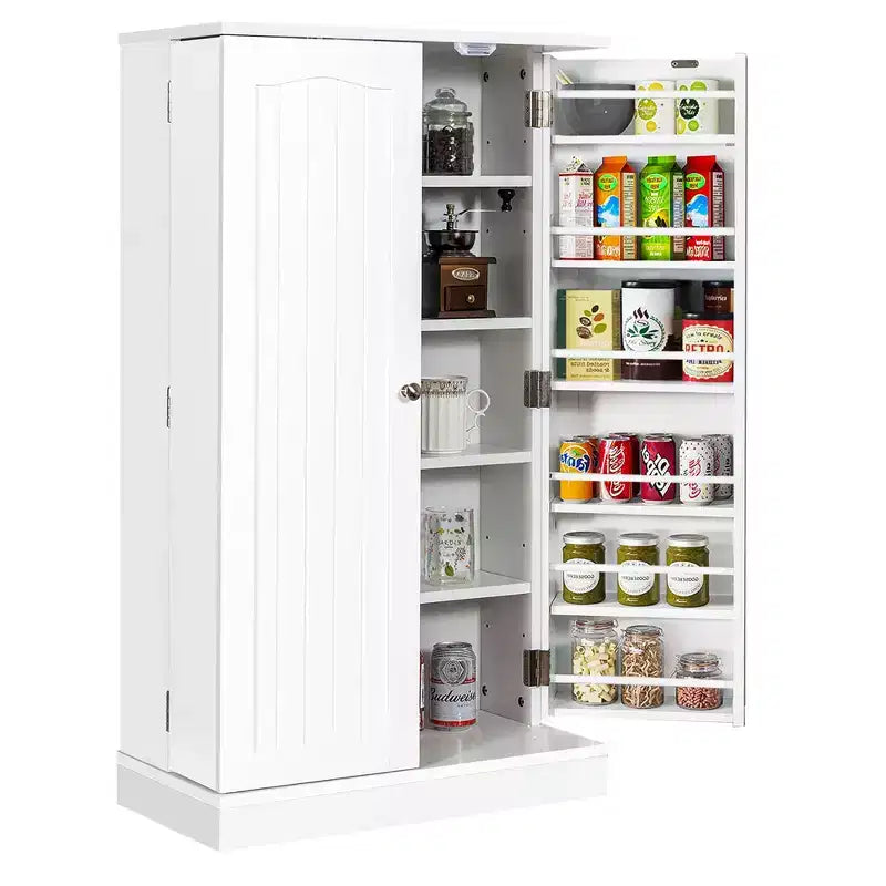 41" Farmhouse Kitchen Pantry Cabinet with 17 Shelves - Gray/White