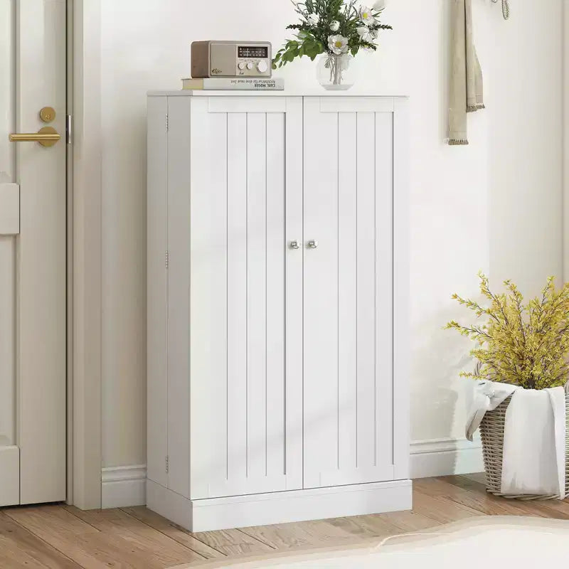 41" Farmhouse Kitchen Pantry Cabinet with 17 Shelves - Gray/White