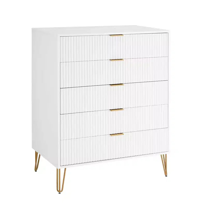 2-Piece Modern Dresser Set - 5-Drawer Vertical & 3-Drawer Horizontal