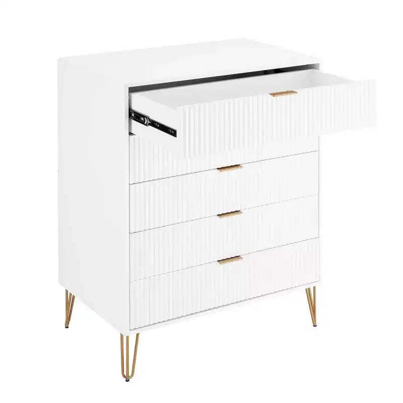 2-Piece Modern Dresser Set - 5-Drawer Vertical & 3-Drawer Horizontal