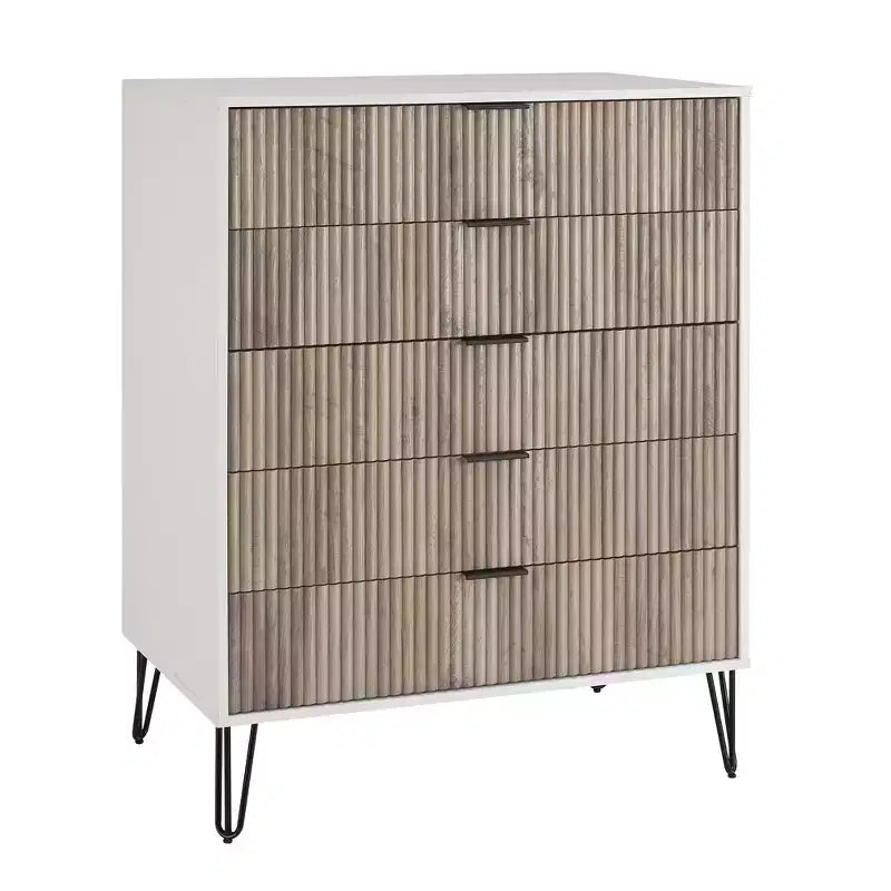 2-Piece Modern Dresser Set - 5-Drawer Vertical & 3-Drawer Horizontal