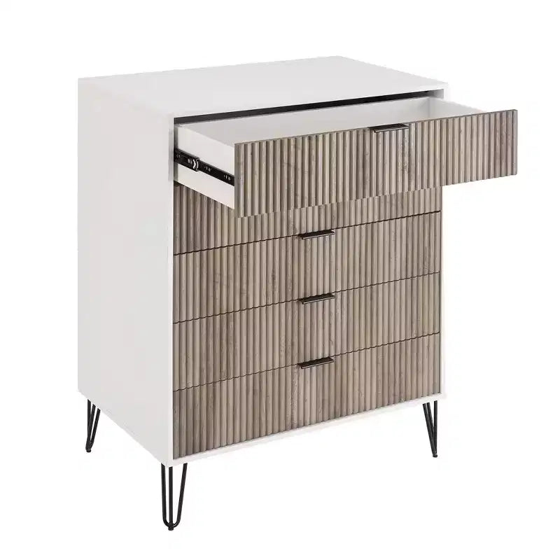 2-Piece Modern Dresser Set - 5-Drawer Vertical & 3-Drawer Horizontal
