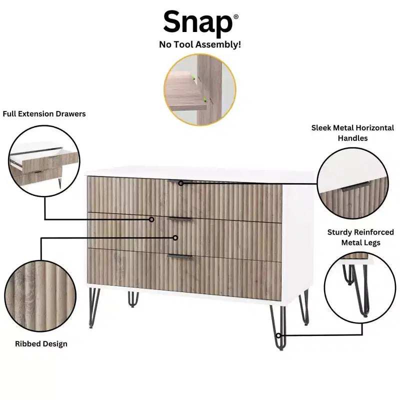 2-Piece Modern Dresser Set - 5-Drawer Vertical & 3-Drawer Horizontal