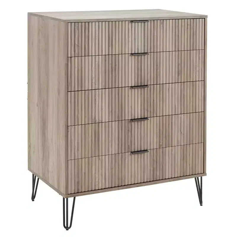2-Piece Modern Dresser Set - 5-Drawer Vertical & 3-Drawer Horizontal