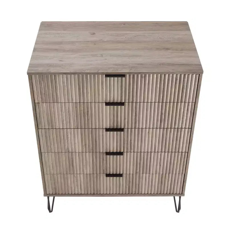 2-Piece Modern Dresser Set - 5-Drawer Vertical & 3-Drawer Horizontal