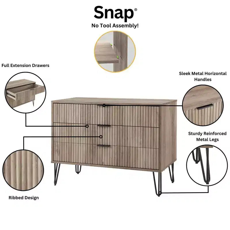 2-Piece Modern Dresser Set - 5-Drawer Vertical & 3-Drawer Horizontal