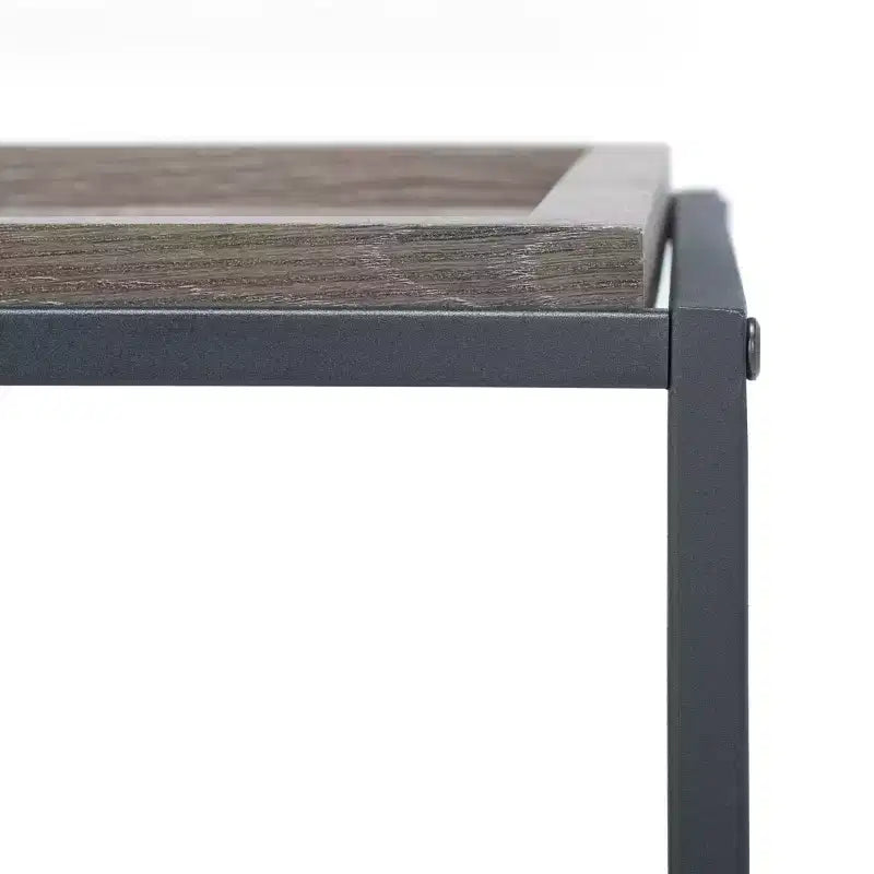 Rectangle Coffee Table with Wood Tray Top & Black Metal Frame