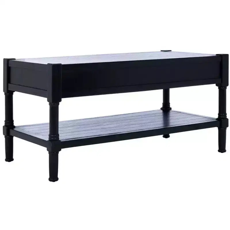 Rectangle Coffee Table with 2 Drawers & Storage - Black