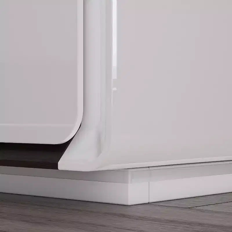 Modern Nightstand with LED Base Light & 2 Drawers - White High Gloss